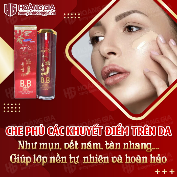 Cải thiện độ sáng của da và tăng cường bảo vệ với Kem lót nền BB cream hồng sâm đỏ My Gold. Với công thức nâng cấp cho da, sản phẩm giúp che phủ các khuyết điểm da và chống lại các tác động của môi trường bên ngoài. Xem hình ảnh để tìm hiểu thêm.